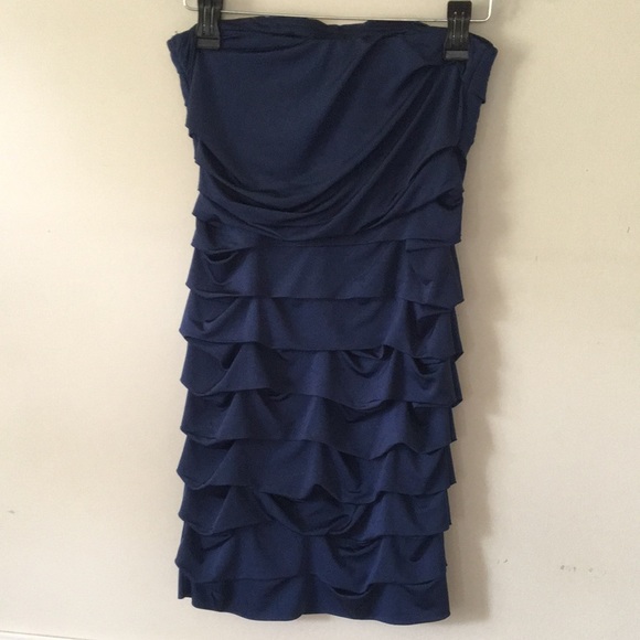 Speechless Strapless Ruched Navy Party Dress SizeS - Picture 4 of 5